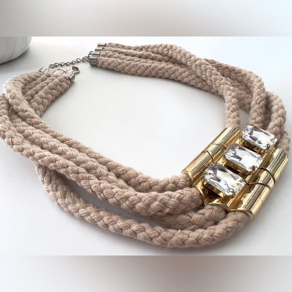 Necklace designed with rope and faux stone - Picture 5 of 5